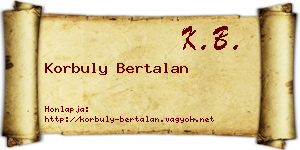 Korbuly Bertalan névjegykártya
